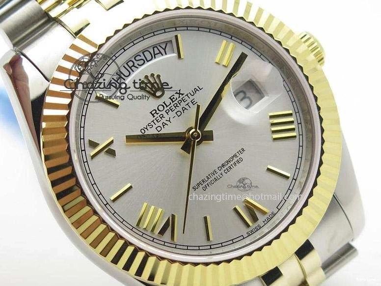 MiroTime 0108 DayDate II 41mm MK Best Edition SS RG Wrapped Sliver Dial Roman Marker On Bracelet A Casual 4005